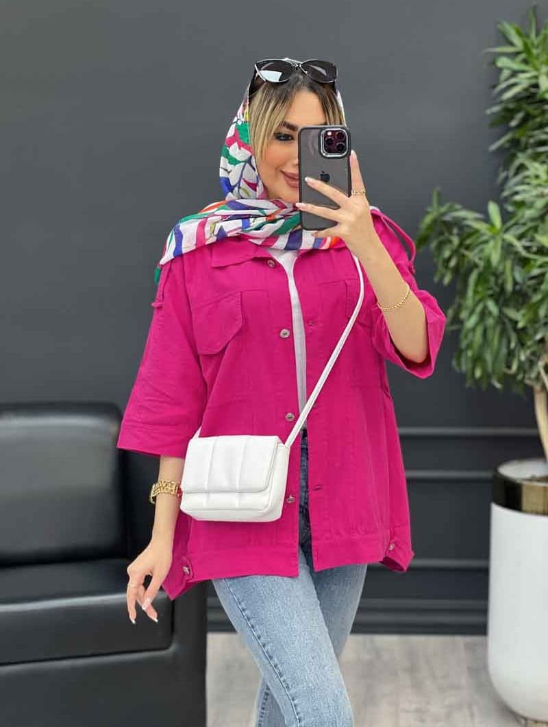 مانتو سرشانه پاگن دو جیب کد 4522 — تصویر ۳