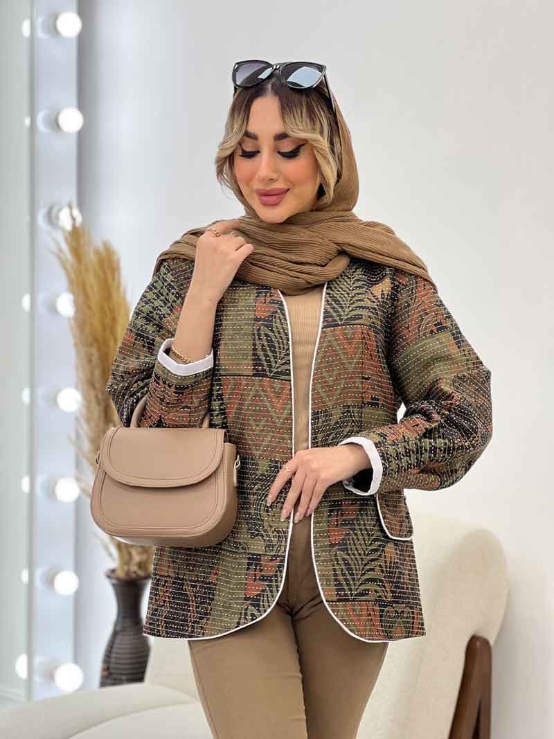 مانتو کوک دوزی طرح دار کد 4561 — تصویر ۳