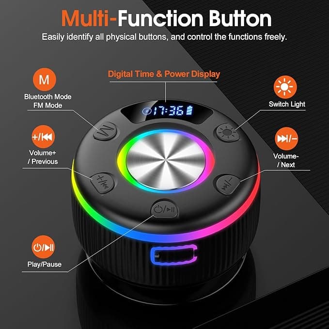 اسپیکر بلوتوث PRSCFUM مدل Q90 ضد آب IPX7 — تصویر ۸