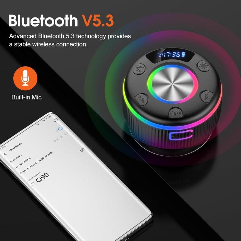 اسپیکر بلوتوث PRSCFUM مدل Q90 ضد آب IPX7 — تصویر ۲