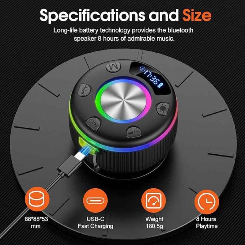 اسپیکر بلوتوث PRSCFUM مدل Q90 ضد آب IPX7 — تصویر ۶