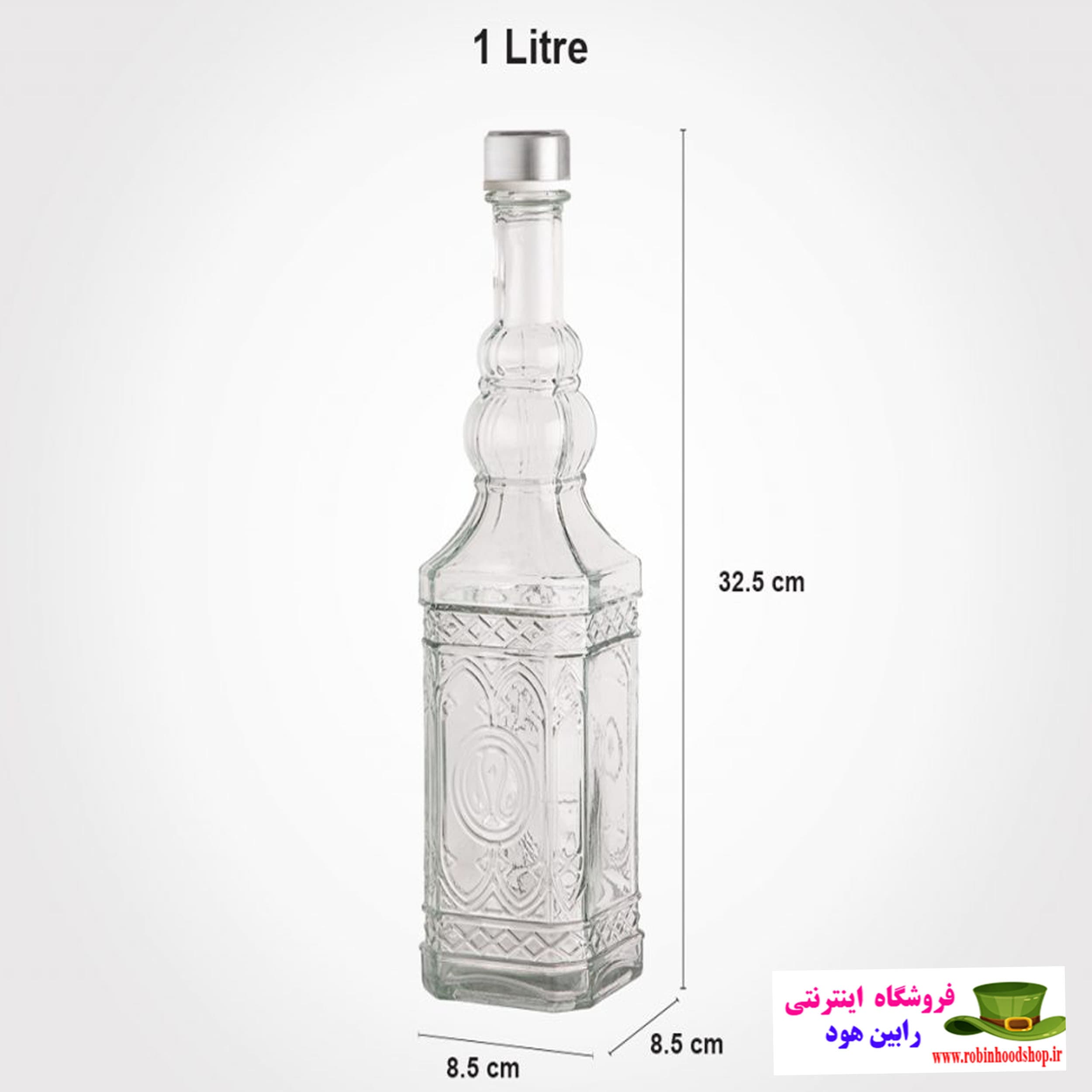 بطری آب چهارگوش درب استیل یک لیتری — تصویر ۲