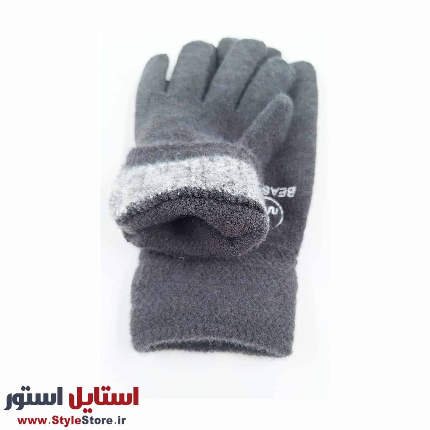 دستکش بافتنی طرح BEASTER رنگ طوسی — تصویر ۶