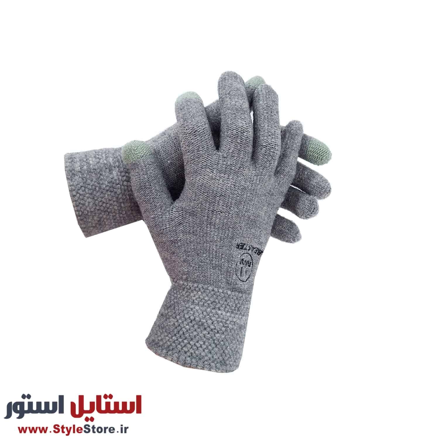 دستکش بافتنی طرح BEASTER رنگ طوسی — تصویر ۳