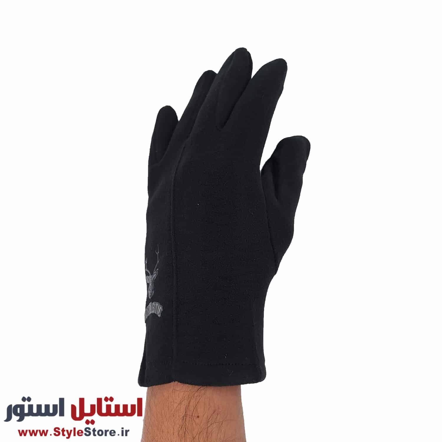 دستکش مردانه طرح گوزن کد 1464 رنگ مشکی — تصویر ۳