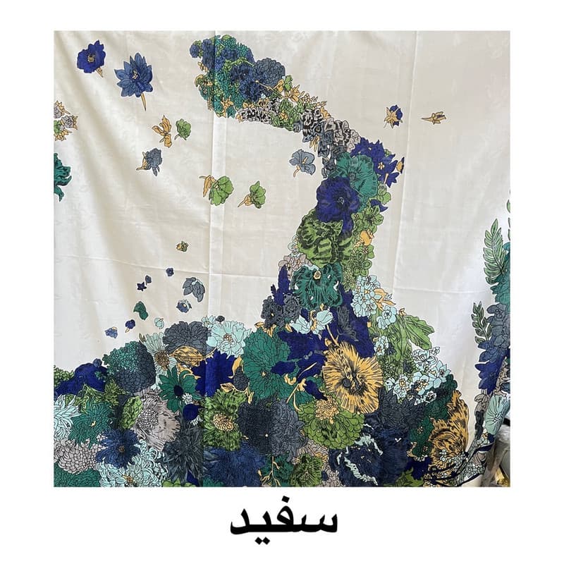 روسری حریر، ابریشم زنانه مدل گل ریز قواره بزرگ کد 0010 با طول و عرض 128*128 سانتی‌متر — تصویر ۵