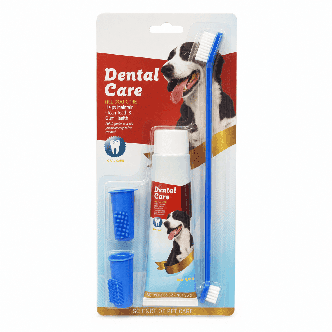 ست مسواک و خمیر دندان سگ Dental Care با طعم گوشت وزن ۹۵ گرم