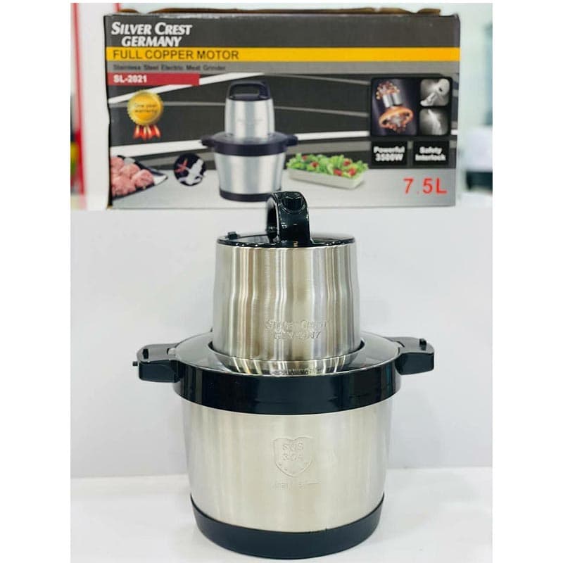 خردکن سیلور کرست مدل sl-2021 کاسه 7.5 لیتری کاسه استیل 3500 وات — تصویر ۲