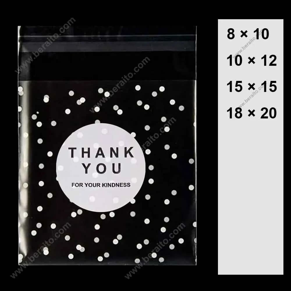 سلفون لبه چسب دار شفاف طرح THANK YOU (سایز بندی) بسته 1 کیلویی