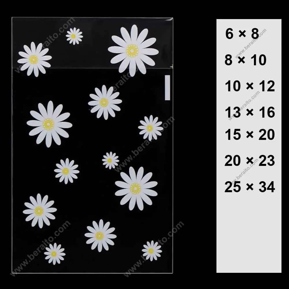 سلفون لبه چسب دار شفاف طرح گل بابونه (سایز بندی) بسته 1 کیلویی
