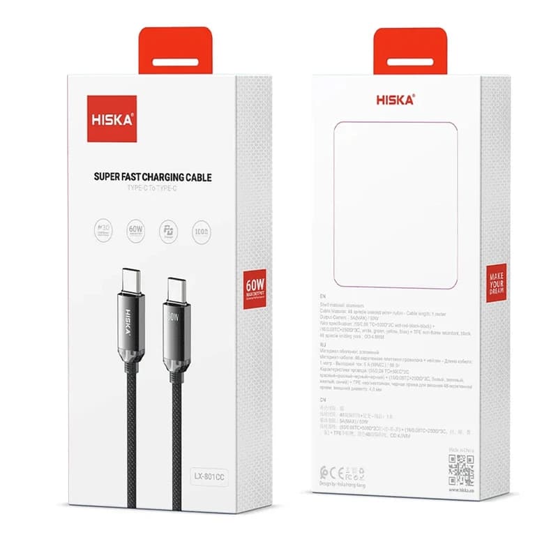 کابل تایپ سی به تایپ سی هیسکا LX-801 CC — تصویر ۵