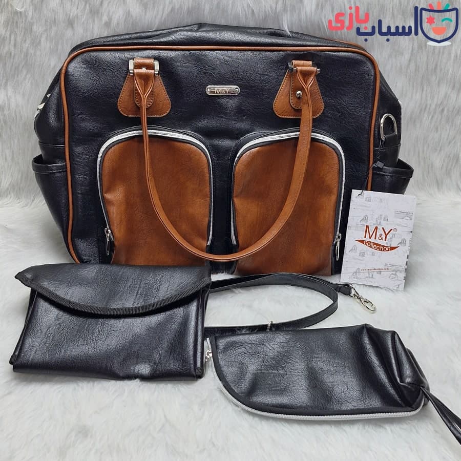 ساک نوزاد 3 تیکه چرم 2 زیپ جلو مدل M&Y کد 1002