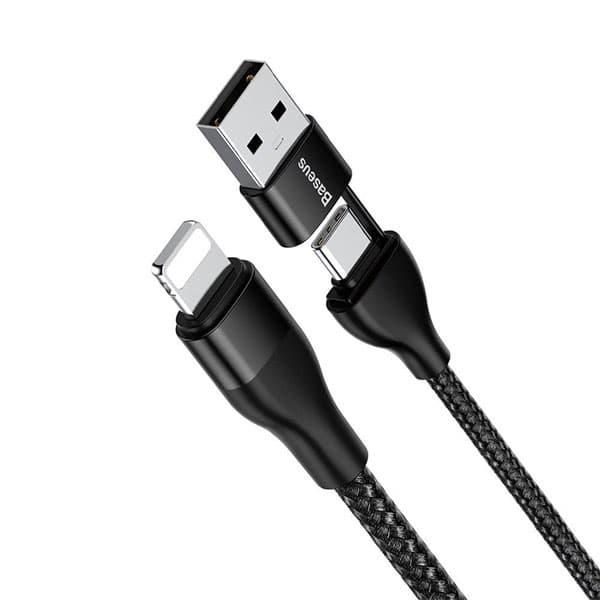 کابل تبدیل USB و Type-c به لایتنینگ باسئوس دو کاره مدل CATLYW-G01