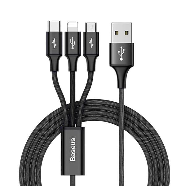 کابل تبدیل USB سه سر باسئوس مدل CAMLT-FA01