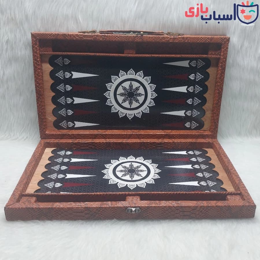 تخته نرد چرمی جامهره دار طرح خورشید — تصویر ۲