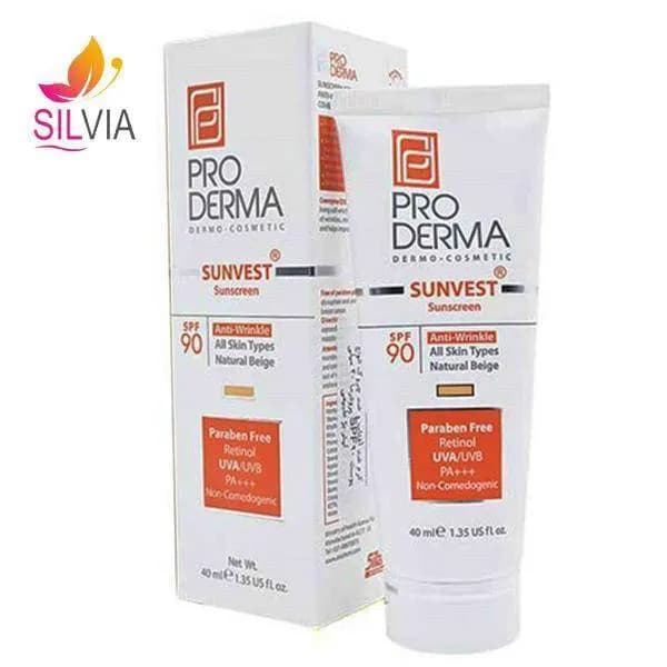 کرم ضد آفتاب و ضد چروک رنگی بژ طبیعی SPF90 پرودرما 40 میل — تصویر ۲