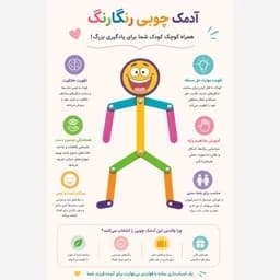 بازی فکری آدمک چوبی رنگارنگ همه کاره — تصویر ۳