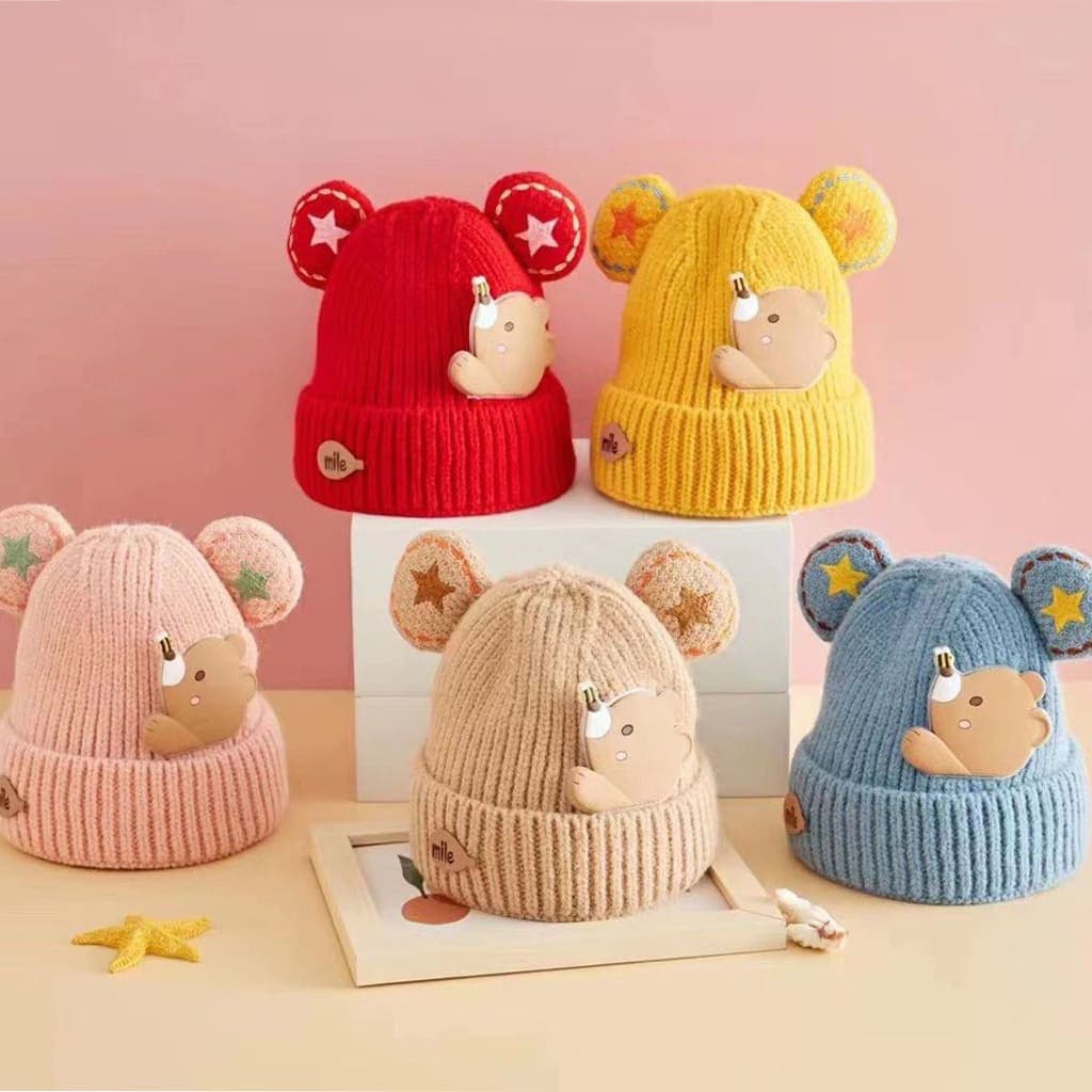 کلاه بافت زمستانی بچگانه طرح خرس و زنبور Kukuji — تصویر ۷