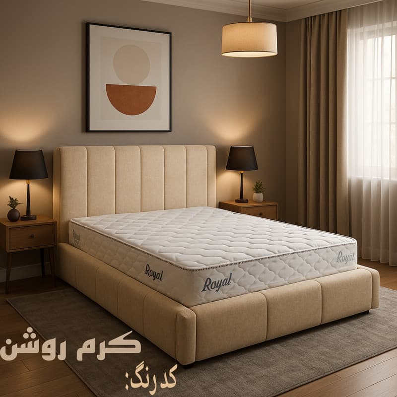 تخت خواب چوبی دونفره دیباروکش امیدی مدل تدی T9 سایزه 200×160 سانتی متر — تصویر ۶