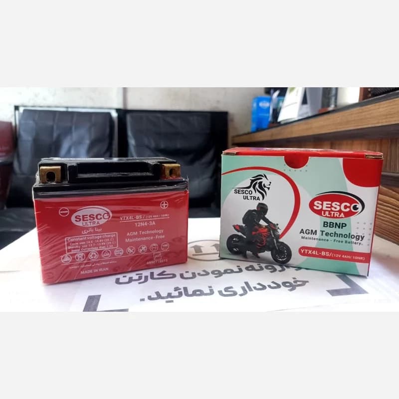 باطری12ولت4 آمپر کوتاه سسکوSESCO(کد730)/باتری خشک 4Ah مدل کوتاه/باطری 12V 4Ah مناسب دزدگیر،چراغ اضطراری /باطری/باتری