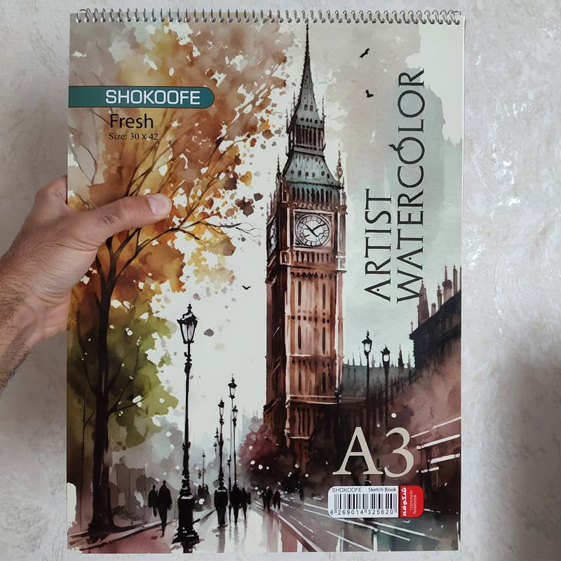 دفتر نقاشی 10 برگ شکوفه مدل آبرنگی طرح A3-Big Ben — تصویر ۲