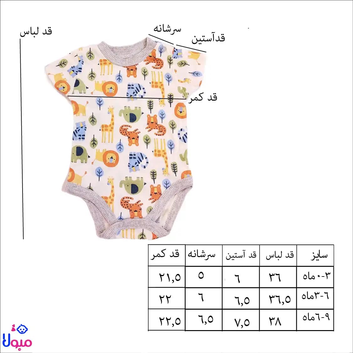 ست سه تیکه نوزادی تا 9 ماهگی طرح حیوانات — تصویر ۸