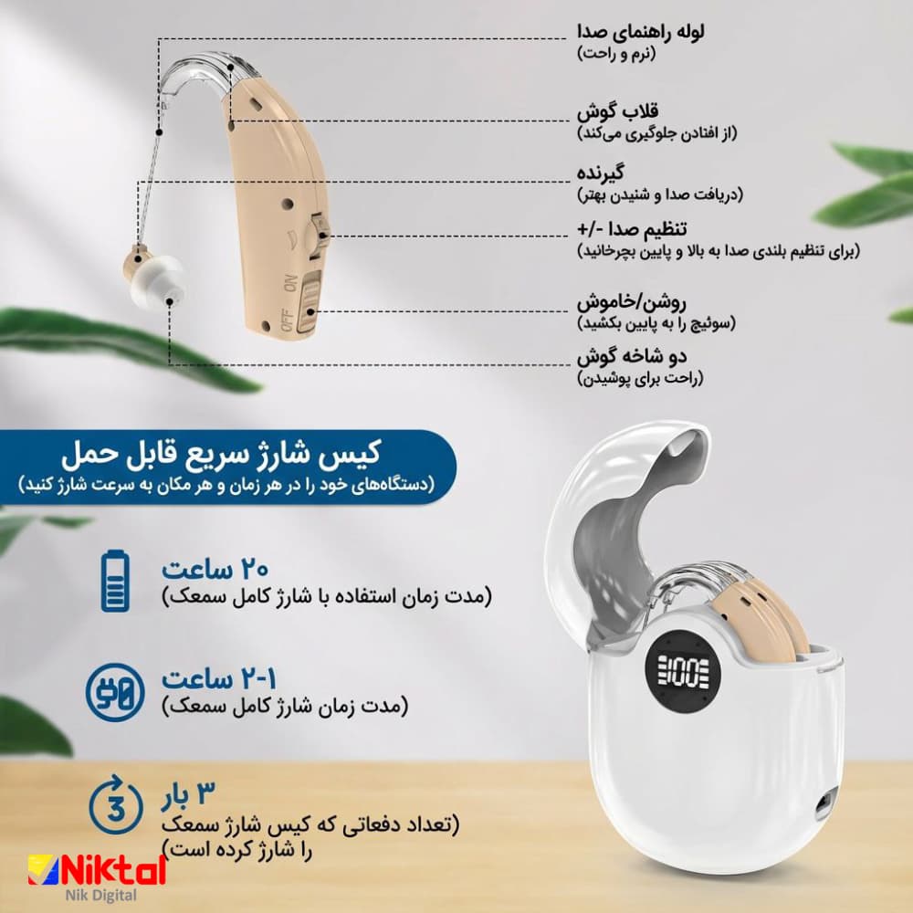سمعک دیجیتال دوگوش آیجویر GM-312 | با طراحی Behind The Ear — تصویر ۲