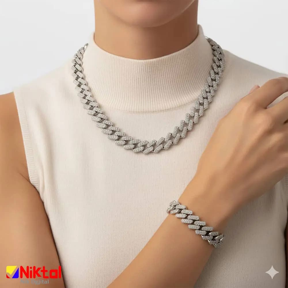 زنجیر کارتیر استیل کد N17 | فول نگین و ضد حساسیت — تصویر ۳