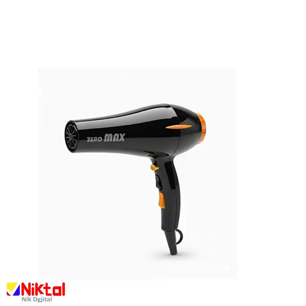 سشوار حرفه‌ای ZERO MAX 9000 | با بدنه پلاستیکی مشکی و سه حالت دمایی