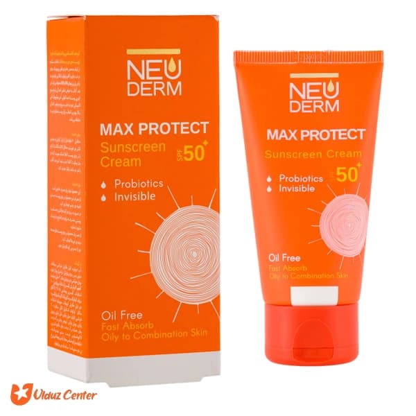 کرم ضد آفتاب بی رنگ نئودرم فاقد چربی مکس پروتکت با +SPF50 حجم 50 میل