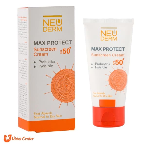 کرم ضد آفتاب بی رنگ نئودرم مکس پروتکت با +SPF50 مناسب پوست های خشک و معمولی 50 میل