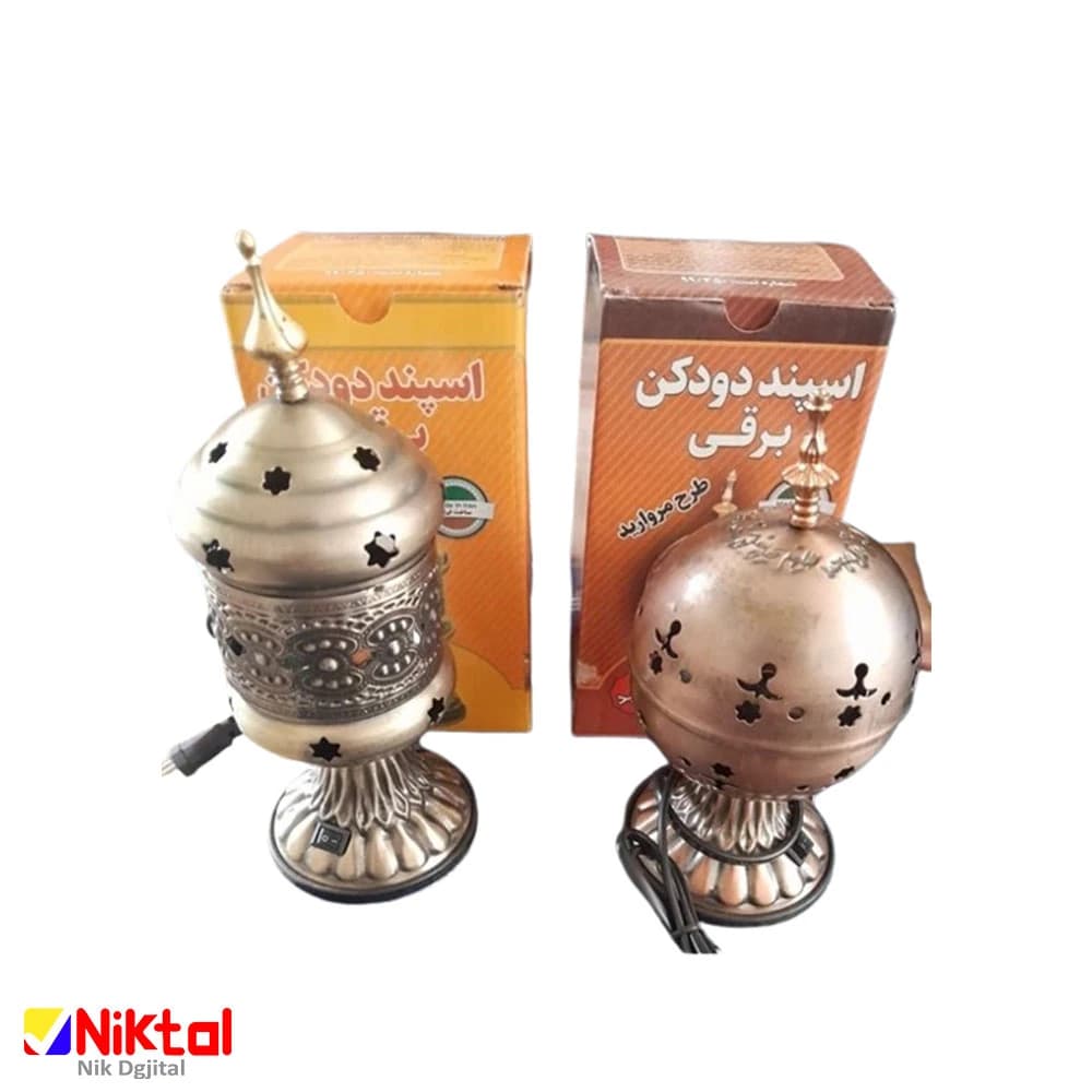 اسپند دودکن برقی طرح نگین و مروارید | بدنه فلزی آبکاری‌شده با توان 40 وات — تصویر ۴