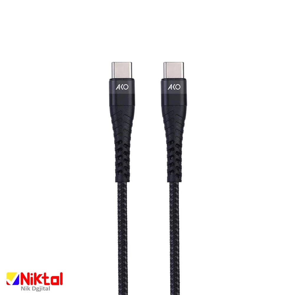کابل شارژ دو سر تایپ سی آکو AC-15 | با توان 100W و روکش کنفی مقاوم — تصویر ۳