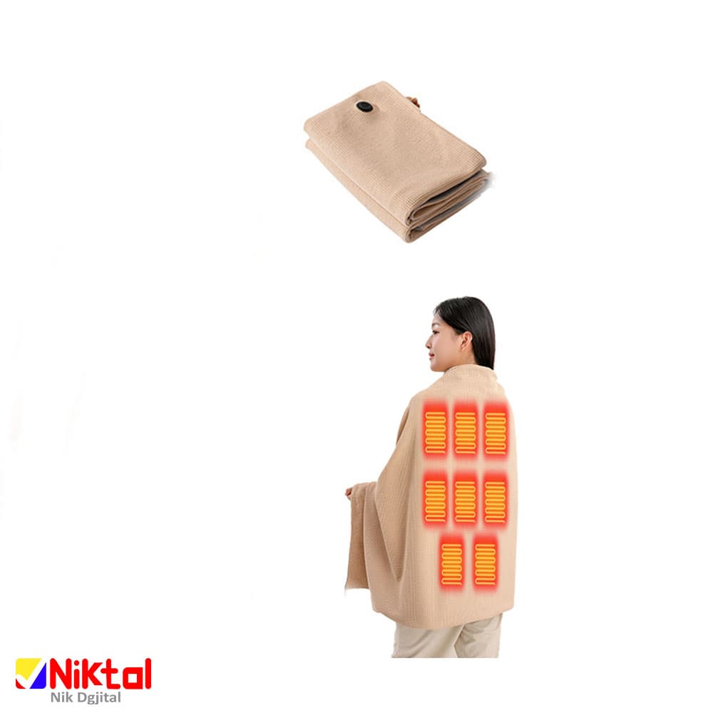 پتو و شنل پوشیدنی گرم کن دار برقی آیجویر مدل HR-P1 | تغذیه از طریق درگاه USB و الیاف نرم