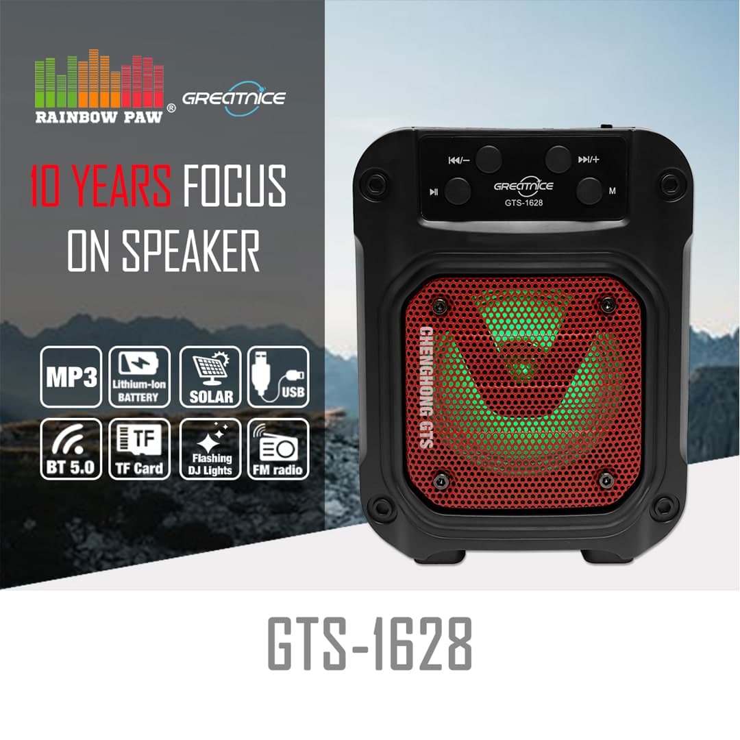 اسپیکر شارژی و خورشیدی بلوتوثی مدل GTS-1628 — تصویر ۷