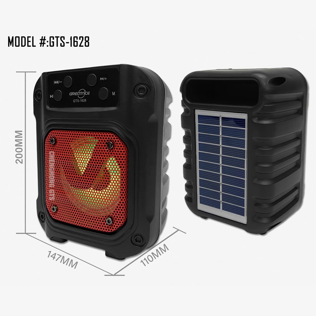 اسپیکر شارژی و خورشیدی بلوتوثی مدل GTS-1628 — تصویر ۵