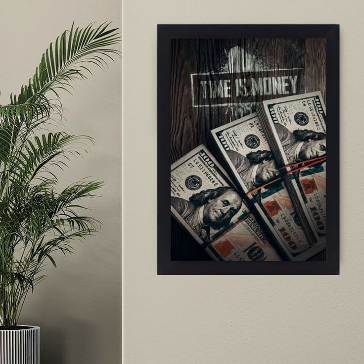 تابلو نوری گیم دکور طرح دلار مدل Time is money — تصویر ۲