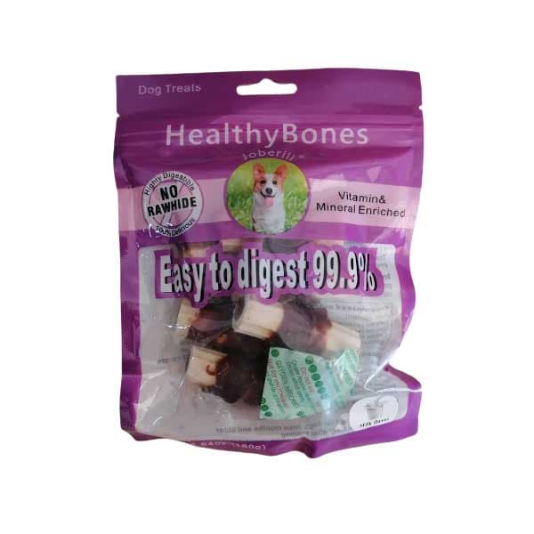 تشویقی دنتال سگ با طعم شیر و دورپیچ گوشت 160 گرمی هلسی بون (healthy bones)