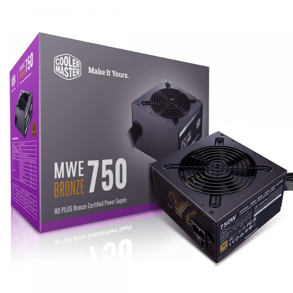 منبع تغذیه کامپیوتر کولر مستر مدل MWE 750 BRONZE PLUS کارکرده