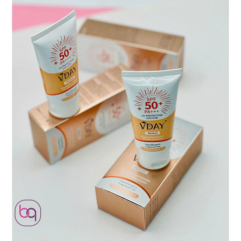 کرم ضد آفتاب رنگی وی دی Vday بژ متوسط SPF50 — تصویر ۴