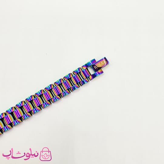 دستبند مردانه زنانه استیل طرح رولکس هولوگرامی کد 4891 — تصویر ۳