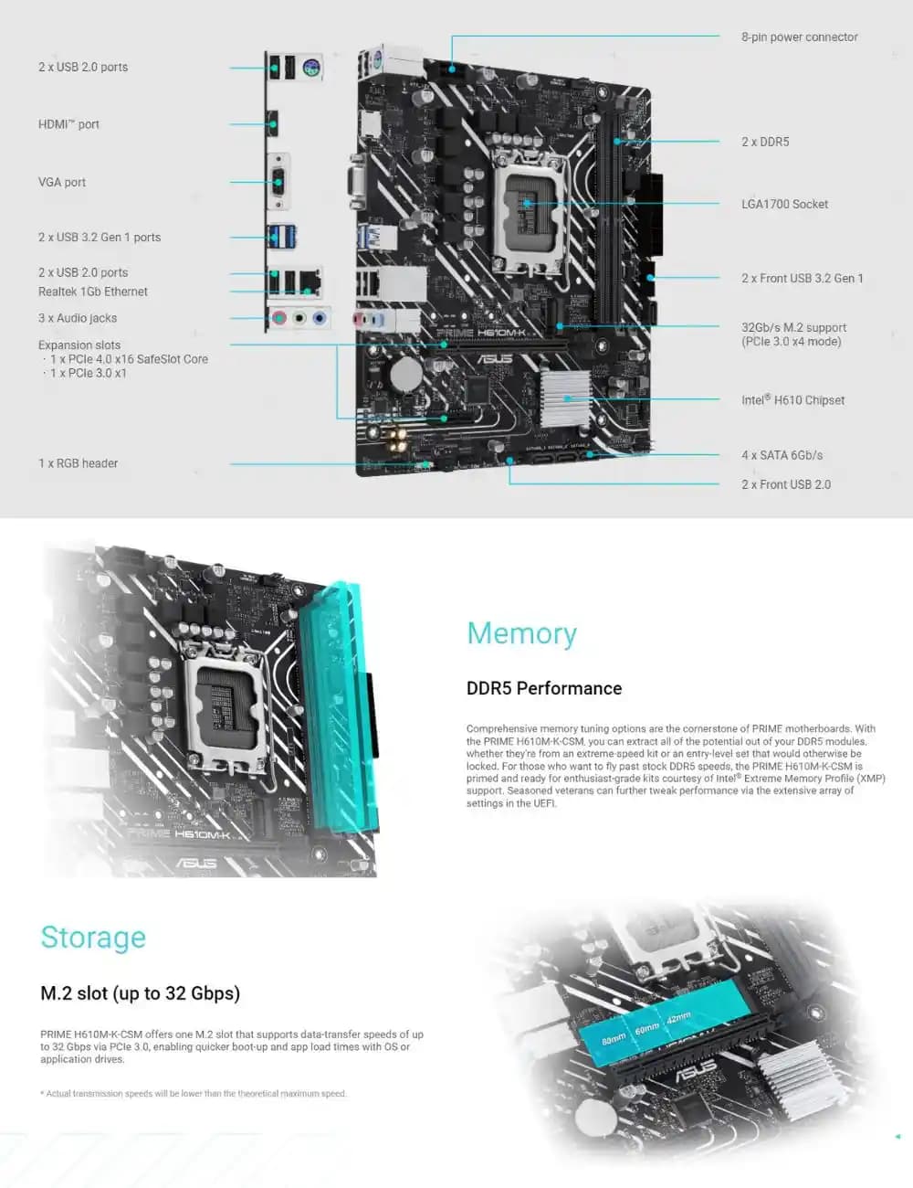 مادربرد ایسوس | مدل ASUS PRIME H610M-K ARGB | سوکت 1700 | نوع رم DDR4 — تصویر ۷