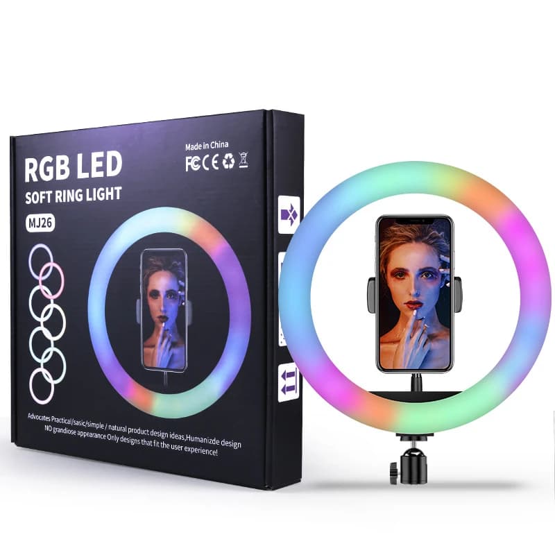 رینگ لایت 8 اینچ RGB LED MJ20 کد 9085