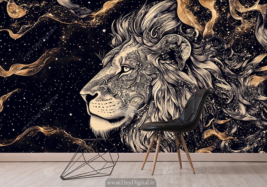 کاغذ دیواری سه بعدی اسپرت طرح شیر HQ-3443