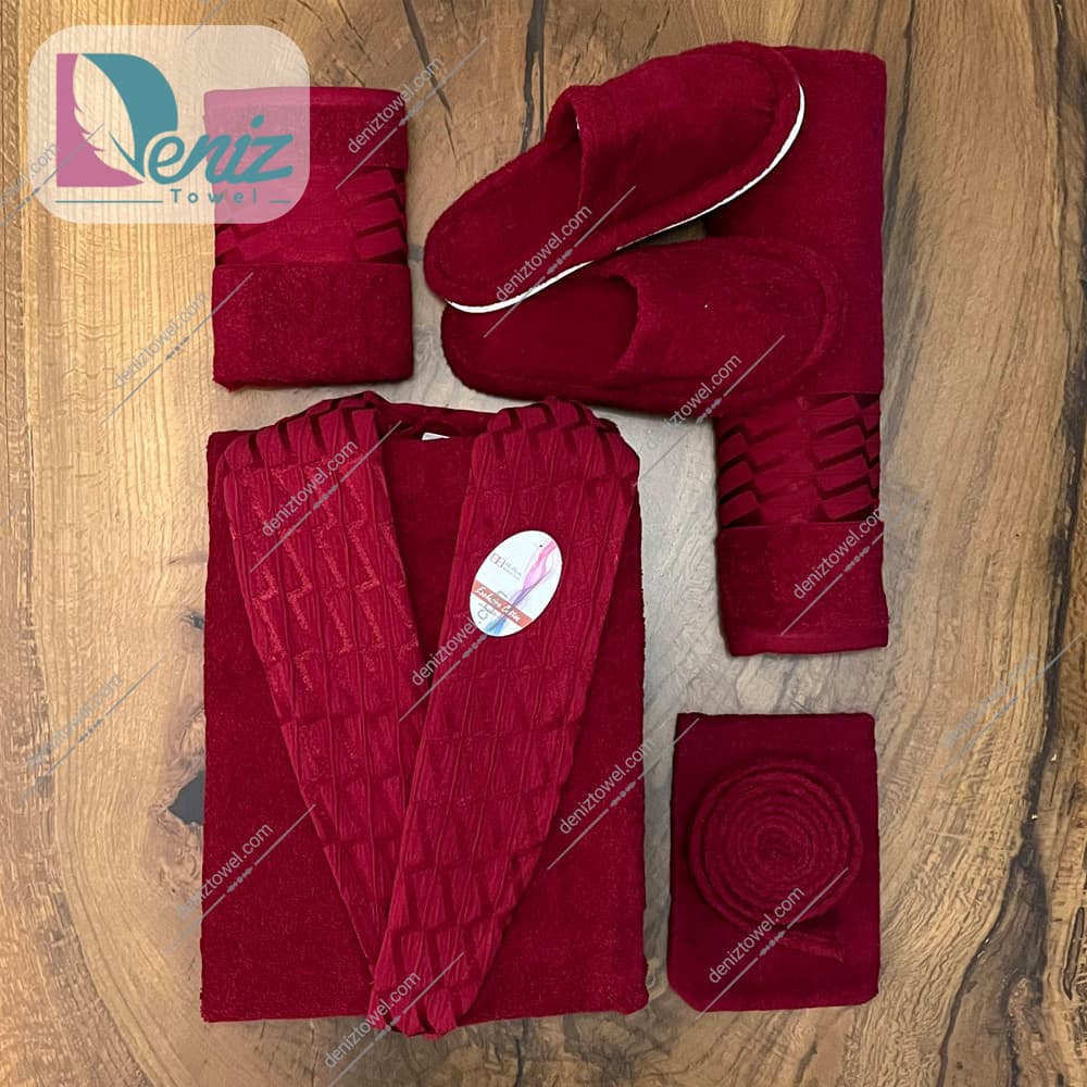 حوله ست یک نفره 6 تیکه طرح آرام — تصویر ۳