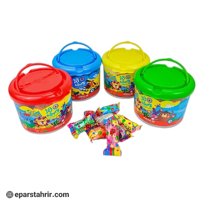 خمیربازی آریا 10 رنگ سطلی با DVD کد 1068 — تصویر ۲