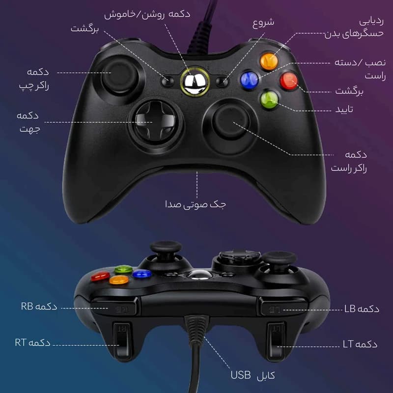 دسته بازی مایکروسافت مدل x17-1544-03 مناسب برای ایکس باکس 360 و ویندوز — تصویر ۸