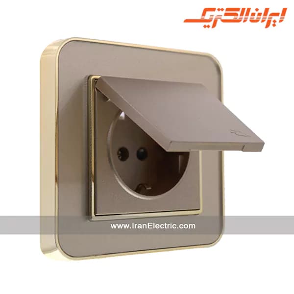 پریز برق ارت دربدار ارس متال طلایی بژ