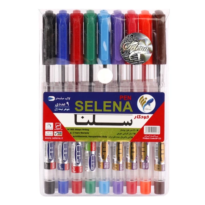 خودکار سلنا رنگی Selena 0.7mm بسته 9 عددی — تصویر ۴