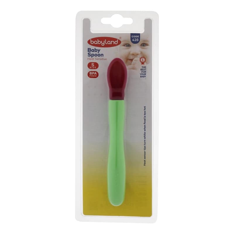 قاشق غذا خوری کودک بیبی لند مدل حرارتی بلیستر سایز m کد k10829